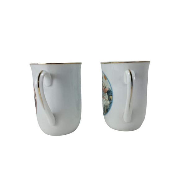 Imm Porcelain Gold Trim Coffee Mugs Norman Rockwell Lot Of 2 Vintage - Picture 4 of 6